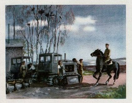 И обратно поскакал, — Прямо к трактористам